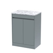 Nuie Havana Floor Standing Counter Top Vanity Unit with Carrara Laminate Worktop - Coastal Grey 600mm 2 Door