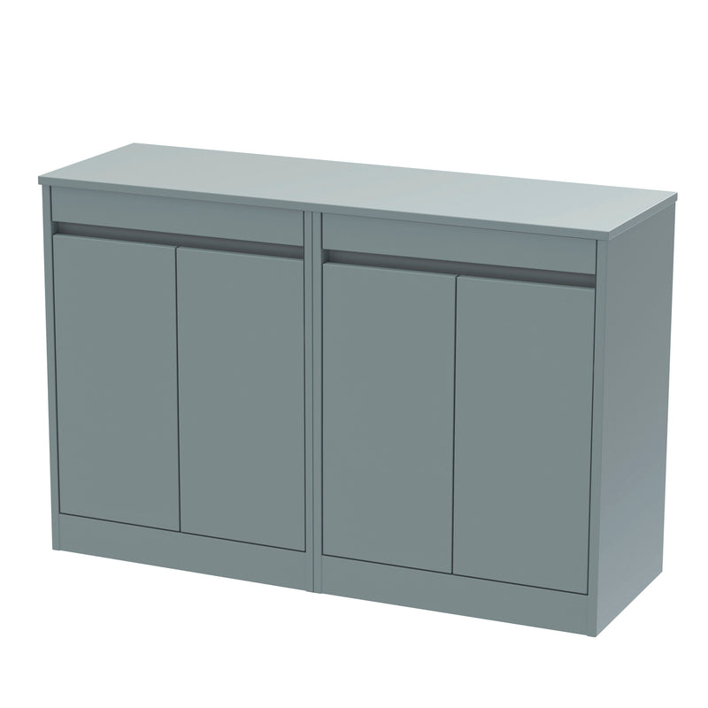 Nuie Havana Floor Standing Counter Top Vanity Unit with Co-ordinating Worktop - Coastal Grey 1200mm 4 Door