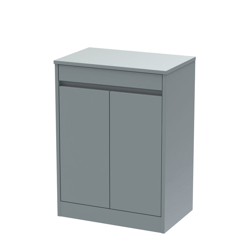 Nuie Havana Floor Standing Counter Top Vanity Unit with Co-ordinating Worktop - Coastal Grey 600mm 2 Door