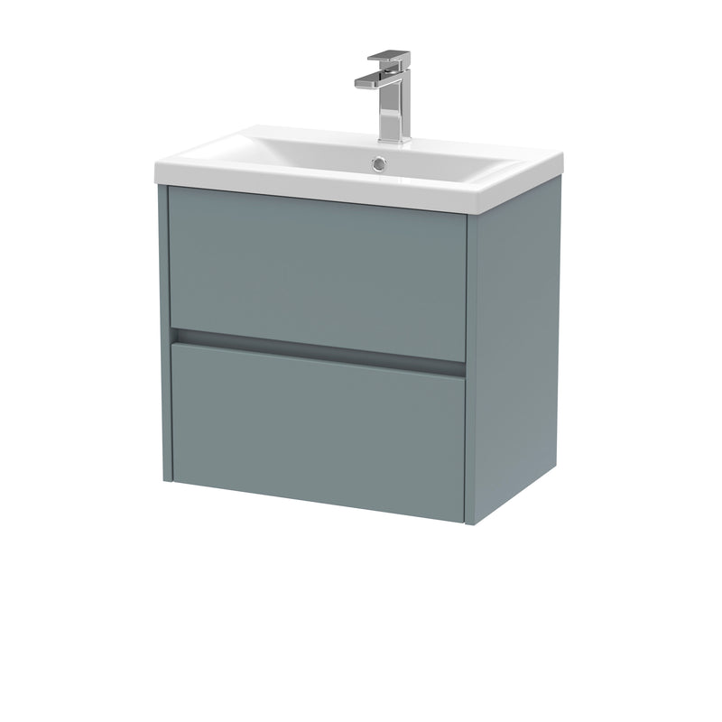 Nuie Havana Wall Hung Vanity Unit with Mid-Edge Basin - Coastal Grey 600mm