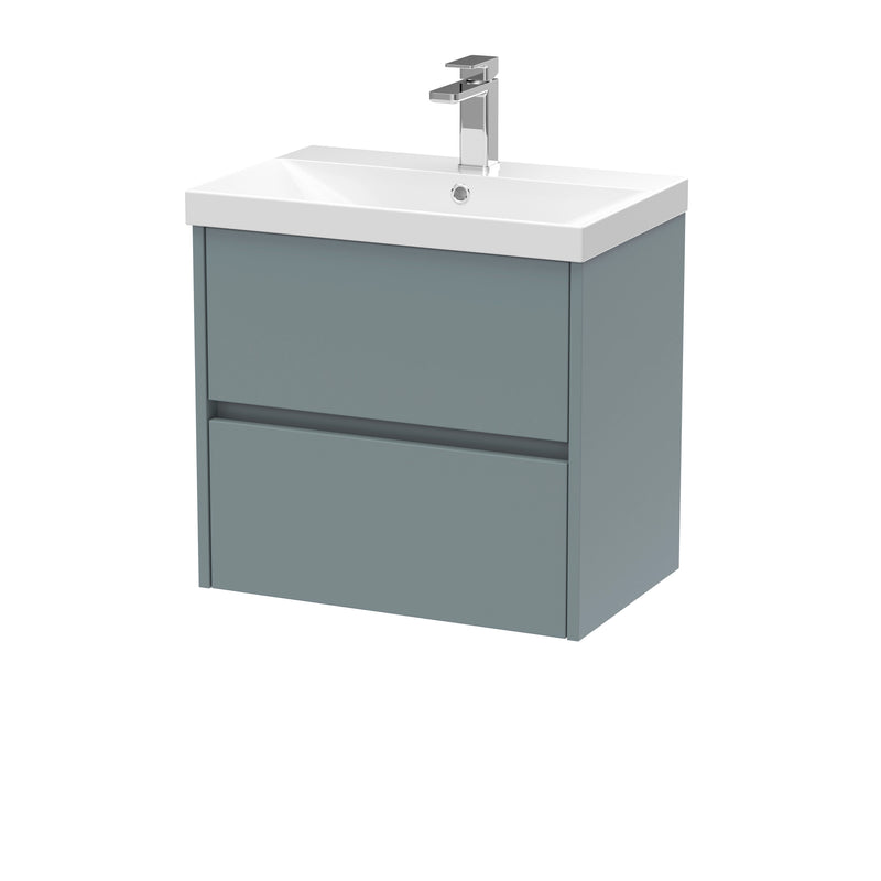 Nuie Havana Wall Hung Vanity Unit with Thin Edge Basin - Coastal Grey 600mm