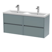 Nuie Havana 1200mm Wall Hung Vanity Unit with 2 Tap Hole Basin - Coastal Grey Ceramic