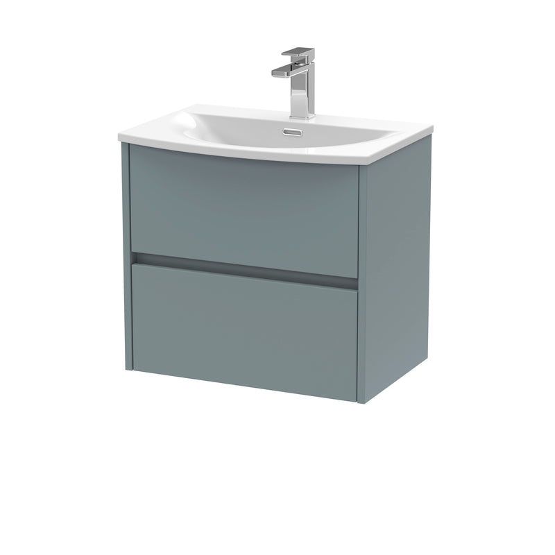 Nuie Havana Wall Hung Vanity Unit with Curved Basin - Coastal Grey 600mm