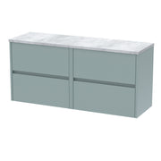 Nuie Havana Wall Hung Counter Top Vanity Unit with Bellato Grey Worktop - Coastal Grey 1200mm 4 Drawer
