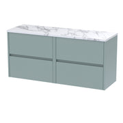 Nuie Havana Wall Hung Counter Top Vanity Unit with Carrara Laminate Worktop - Coastal Grey 1200mm 4 Drawer