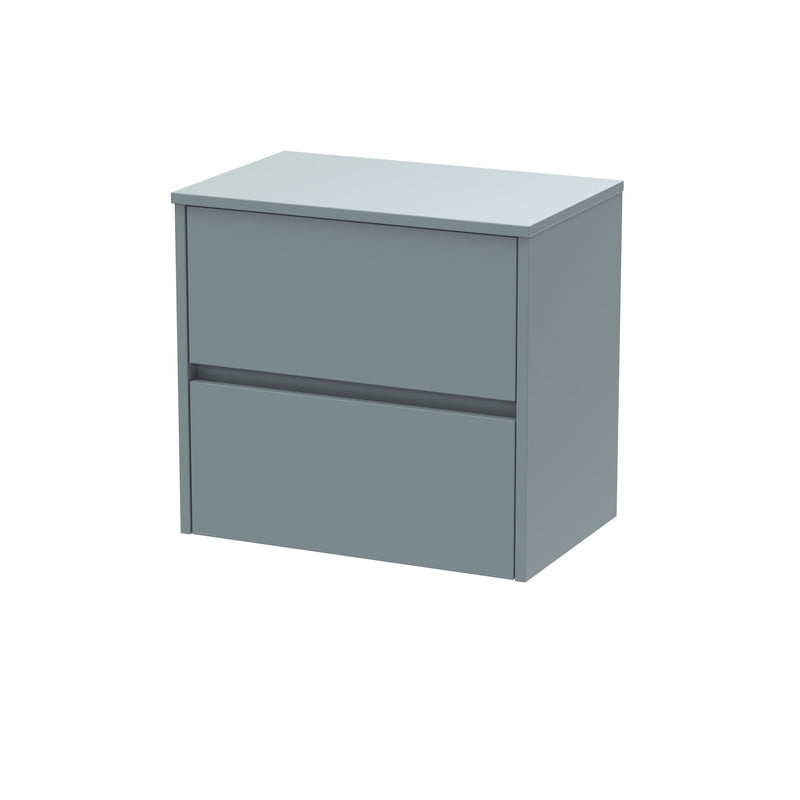 Nuie Havana Wall Hung Counter Top Vanity Unit with Co-ordinating Worktop - Coastal Grey 600mm 2 Drawer