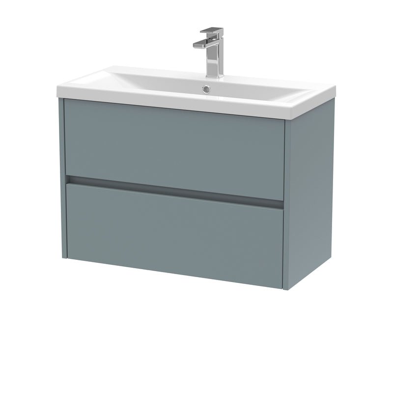 Nuie Havana Wall Hung Vanity Unit with Mid-Edge Basin - Coastal Grey 800mm