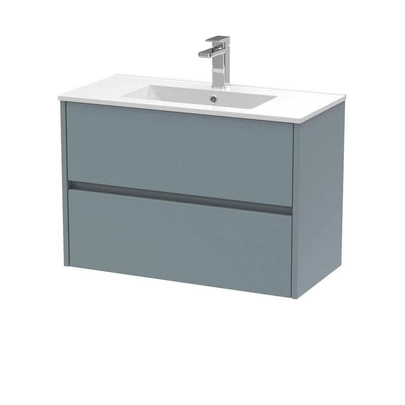 Nuie Havana Wall Hung Vanity Unit with Minimalist Basin - Coastal Grey 800mm