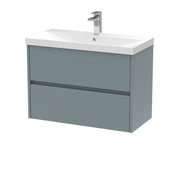 Nuie Havana Wall Hung Vanity Unit with Thin Edge Basin - Coastal Grey 800mm