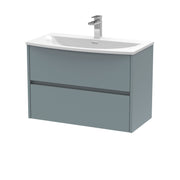 Nuie Havana Wall Hung Vanity Unit with Curved Basin - Coastal Grey 800mm