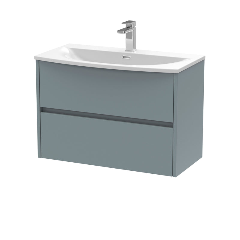 Nuie Havana Wall Hung Vanity Unit with Curved Basin - Coastal Grey 800mm