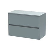 Nuie Havana Wall Hung Counter Top Vanity Unit with Co-ordinating Worktop - Coastal Grey 800mm 2 Drawer