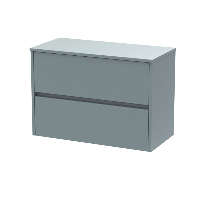 Nuie Havana Wall Hung Counter Top Vanity Unit with Co-ordinating Worktop - Coastal Grey 800mm 2 Drawer