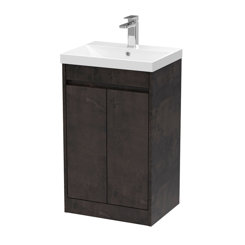 Nuie Havana Floor Standing Vanity Unit with Thin Edge Basin - Metallic Slate 500mm