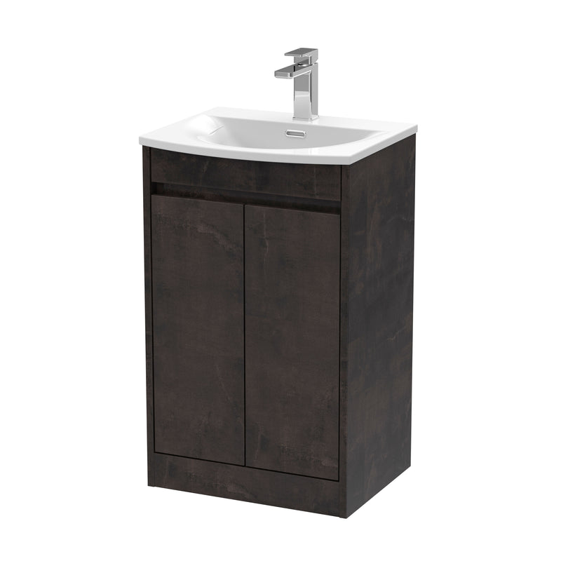 Nuie Havana Floor Standing Vanity Unit with Curved Basin - Metallic Slate 500mm