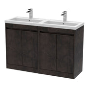 Nuie Havana 1200mm Floor Standing Vanity Unit with 2 Tap Hole Basin - Metallic Slate Ceramic
