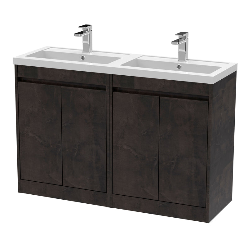Nuie Havana 1200mm Floor Standing Vanity Unit with 2 Tap Hole Basin - Metallic Slate Ceramic