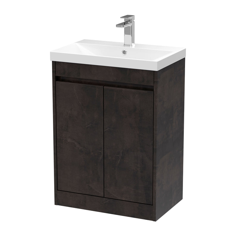 Nuie Havana Floor Standing Vanity Unit with Thin Edge Basin - Metallic Slate 600mm
