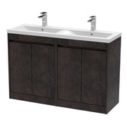 Nuie Havana 1200mm Floor Standing Vanity Unit with 2 Tap Hole Basin - Metallic Slate Polymarble