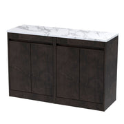 Nuie Havana Floor Standing Counter Top Vanity Unit with Carrara Laminate Worktop - Metallic Slate 1200mm 4 Door