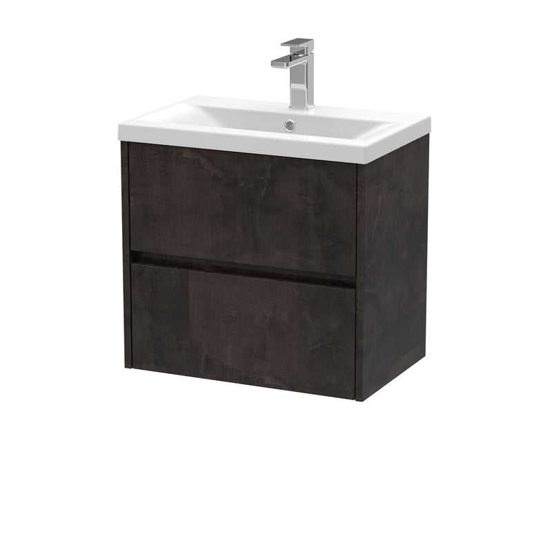 Nuie Havana Wall Hung Vanity Unit with Mid-Edge Basin - Metallic Slate 600mm
