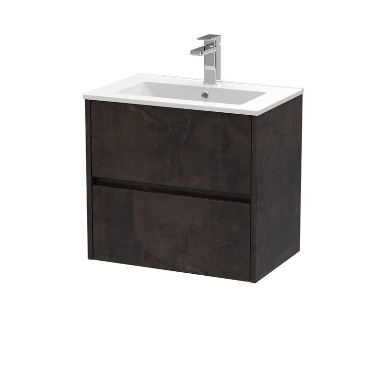 Nuie Havana Wall Hung Vanity Unit with Minimalist Basin - Metallic Slate 600mm