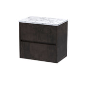 Nuie Havana Wall Hung Counter Top Vanity Unit with Carrara Laminate Worktop - Metallic Slate 600mm 2 Drawer