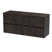 Nuie Havana Wall Hung Counter Top Vanity Unit with Co-ordinating Worktop - Metallic Slate 1200mm 4 Drawer