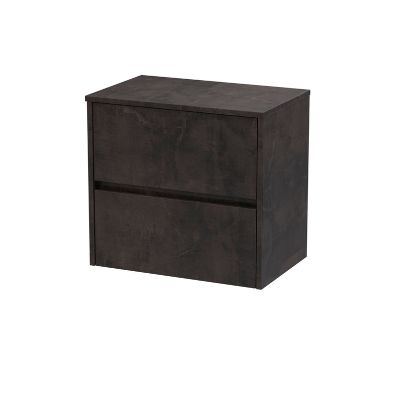 Nuie Havana Wall Hung Counter Top Vanity Unit with Co-ordinating Worktop - Metallic Slate 600mm 2 Drawer