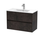 Nuie Havana Wall Hung Vanity Unit with Minimalist Basin - Metallic Slate 800mm