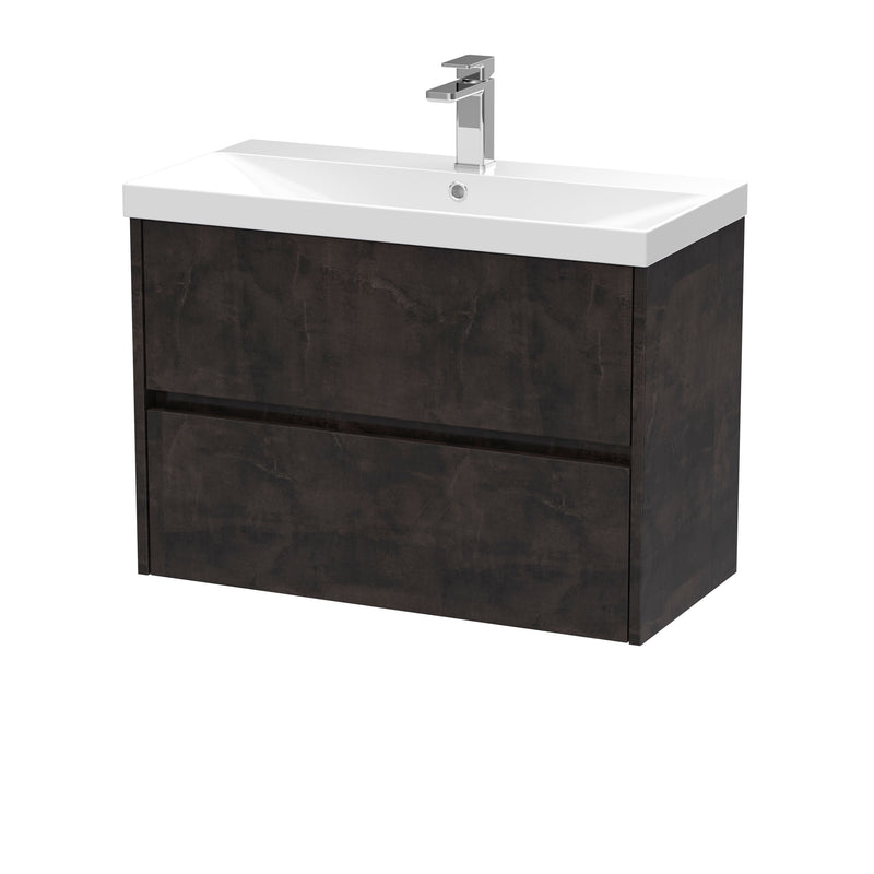 Nuie Havana Wall Hung Vanity Unit with Thin Edge Basin - Metallic Slate 800mm