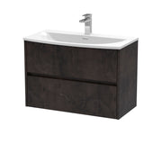 Nuie Havana Wall Hung Vanity Unit with Curved Basin - Metallic Slate 800mm