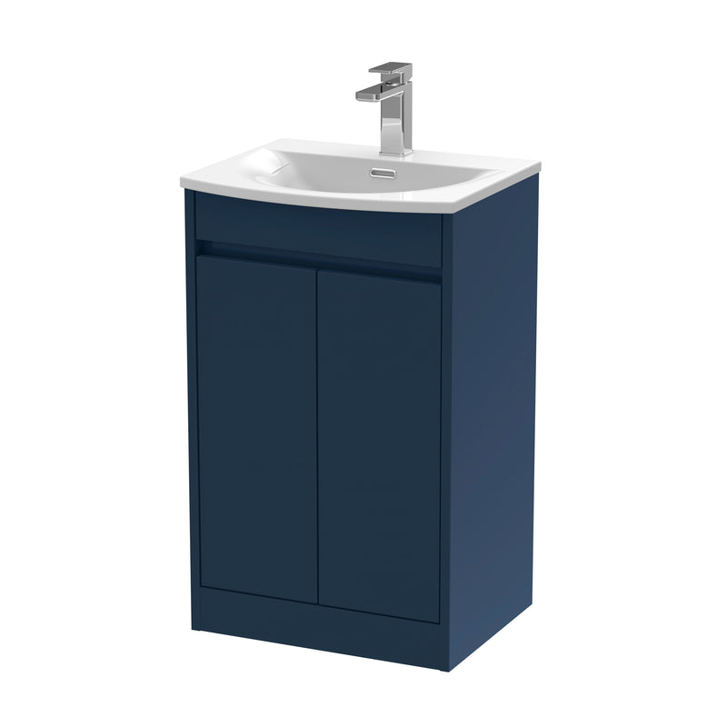 Nuie Havana Floor Standing Vanity Unit with Curved Basin - Indigo Blue 500mm