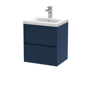 Nuie Havana Wall Hung Vanity Unit with Mid-Edge Basin - Midnight Blue 500mm