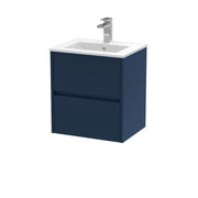 Nuie Havana Wall Hung Vanity Unit with Minimalist Basin - Midnight Blue 500mm