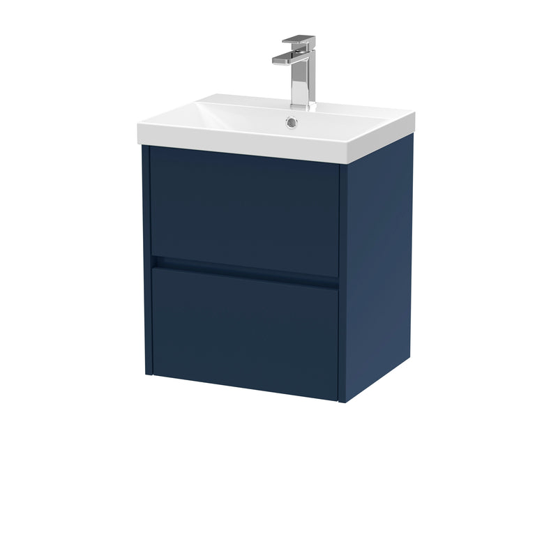 Nuie Havana Wall Hung Vanity Unit with Thin Edge Basin - Midnight Blue 500mm