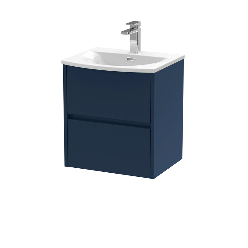 Nuie Havana Wall Hung Vanity Unit with Curved Basin - Midnight Blue 500mm