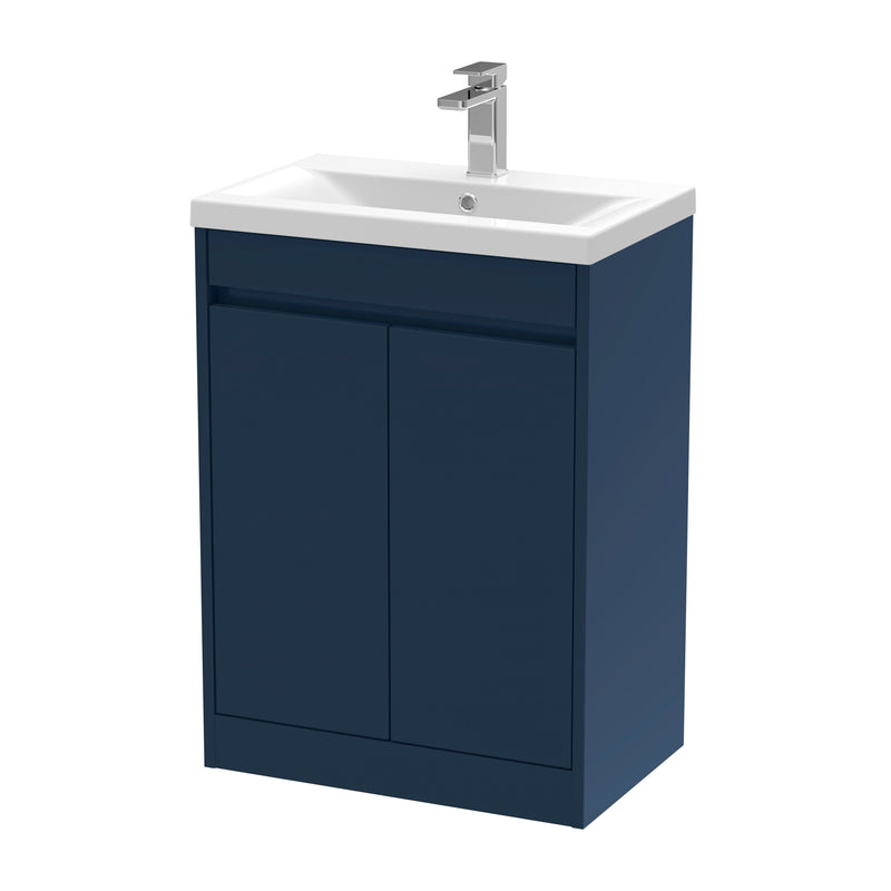 Nuie Havana Floor Standing Vanity Unit with Mid-Edge Basin - Indigo Blue 600mm