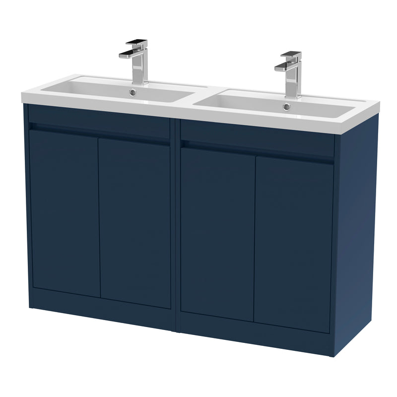 Nuie Havana 1200mm Floor Standing Vanity Unit with 2 Tap Hole Basin - Indigo Blue Ceramic