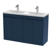 Nuie Havana 1200mm Floor Standing Vanity Unit with 2 Tap Hole Basin - Indigo Blue Polymarble