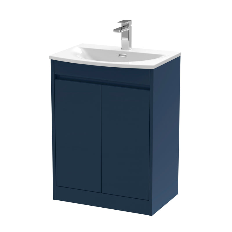 Nuie Havana Floor Standing Vanity Unit with Curved Basin - Indigo Blue 600mm