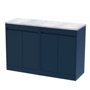 Nuie Havana Floor Standing Counter Top Vanity Unit with Bellato Grey Worktop - Indigo Blue 1200mm 4 Door