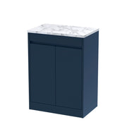 Nuie Havana Floor Standing Counter Top Vanity Unit with Carrara Laminate Worktop - Indigo Blue 600mm 2 Door