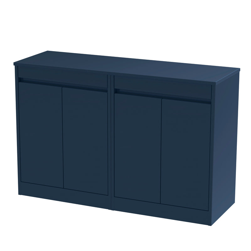 Nuie Havana Floor Standing Counter Top Vanity Unit with Co-ordinating Worktop - Indigo Blue 1200mm 4 Door