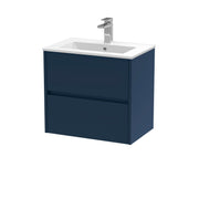 Nuie Havana Wall Hung Vanity Unit with Minimalist Basin - Midnight Blue 600mm