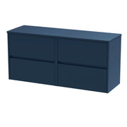 Nuie Havana Wall Hung Counter Top Vanity Unit with Co-ordinating Worktop - Midnight Blue 1200mm 4 Drawer