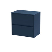 Nuie Havana Wall Hung Counter Top Vanity Unit with Co-ordinating Worktop - Midnight Blue 600mm 2 Drawer