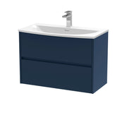 Nuie Havana Wall Hung Vanity Unit with Curved Basin - Midnight Blue 800mm