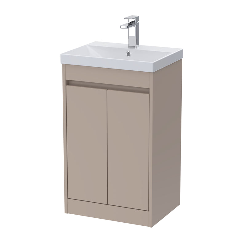 Nuie Havana Floor Standing Vanity Unit with Thin Edge Basin - Soft Linen 500mm