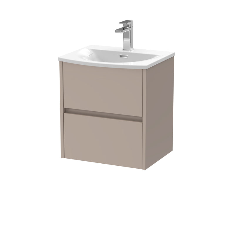 Nuie Havana Wall Hung Vanity Unit with Curved Basin - Soft Linen 500mm
